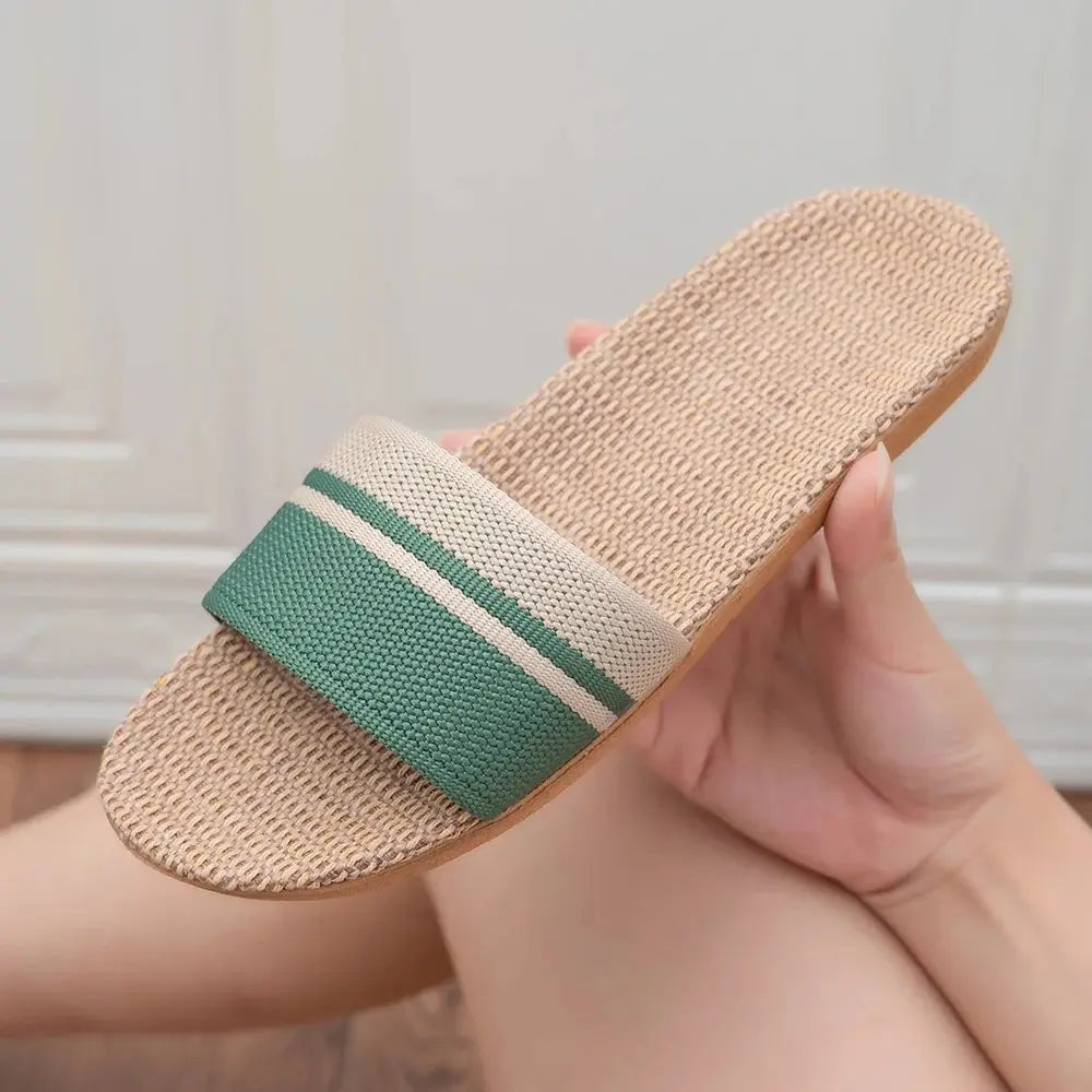 Summer Women Slippers Anti-Slip Home Slippers Lightweight Shoes Women Indoor Linen Slippers Soft Shoes LadyShow.Store