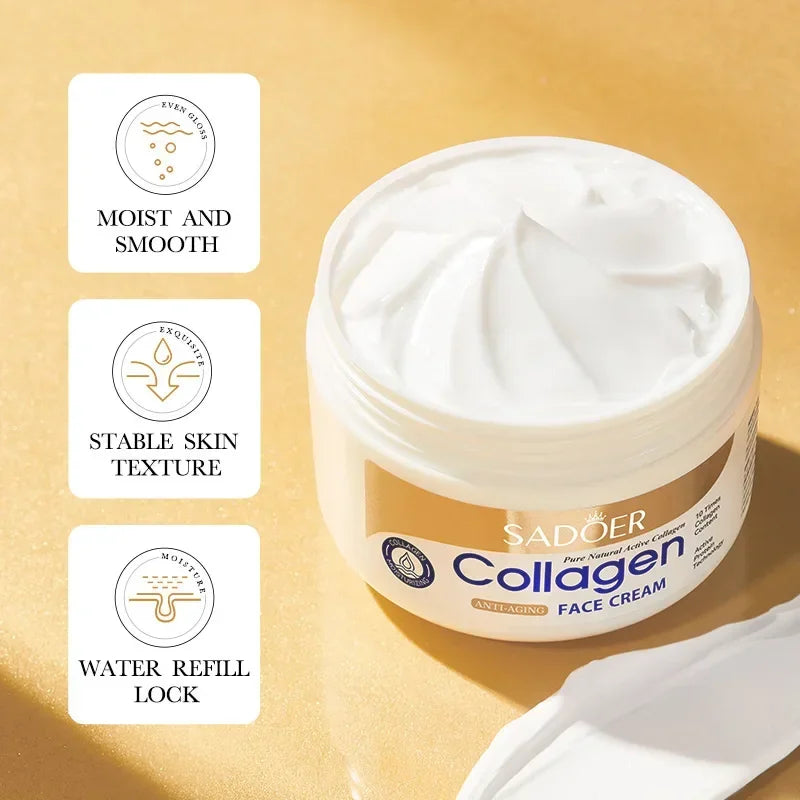 SADOER Collagen Firming Face Cream sknicare Moisturizing Hydrating Face Creams Faical Cream Beauty Face Skin Care Products Tri Light Beauty