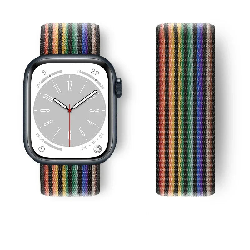 Nylon Sport loop Strap For Apple Watch Band 44mm 42/40mm 45mm  38/41mm pride Bracelet iwatch Ultra2 49mm Series 9 8 se 7 6 5 4 3 LadyShow.Store