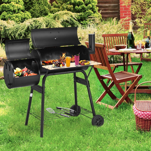 Low Smoke Outdoor BBQ Grill Steel Barbecue Cooker with Firebox