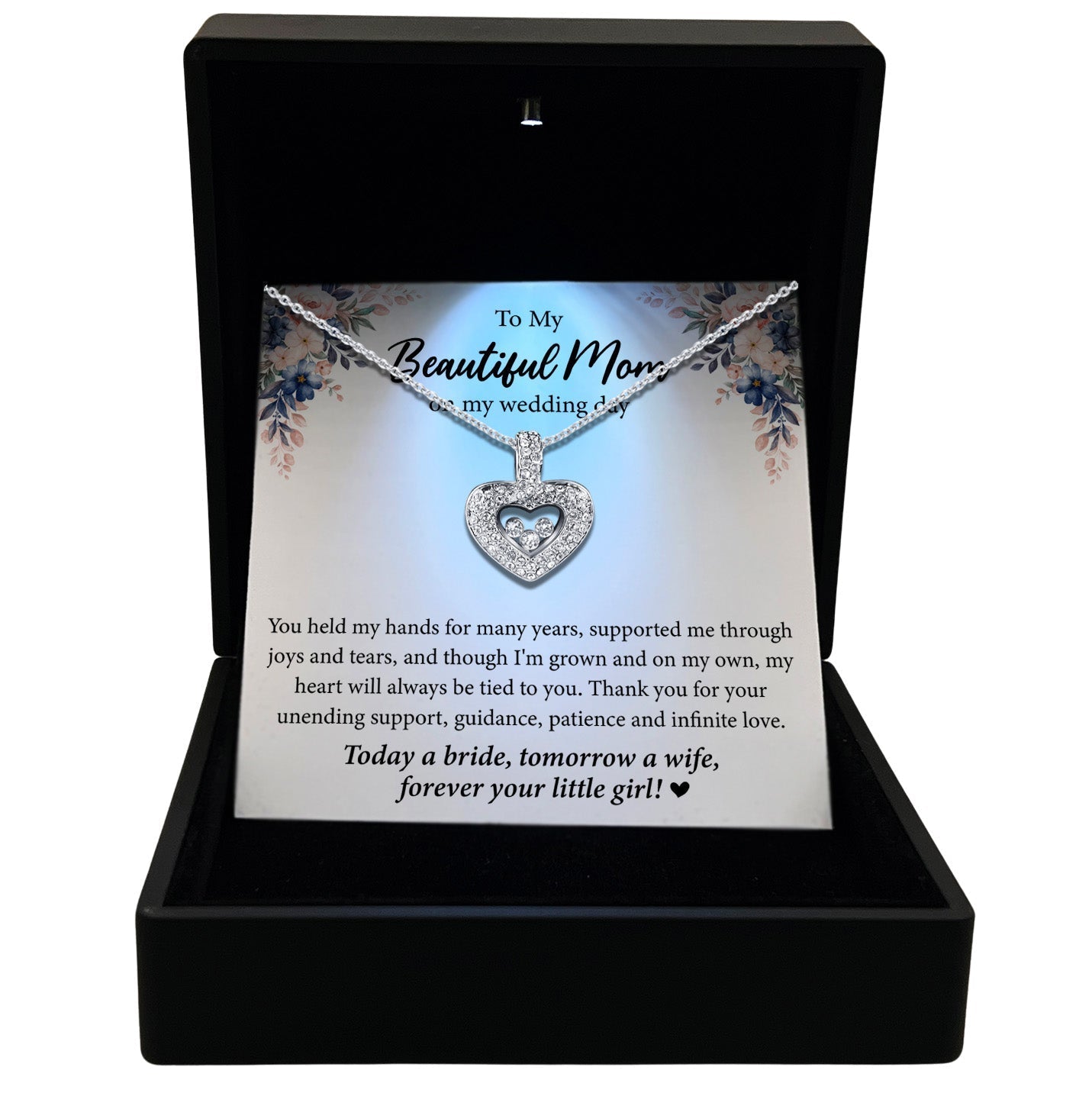 To My Beautiful Mom on My Wedding Day - Tryndi Floating Heart Necklace LuxuryLifeWay Online Store