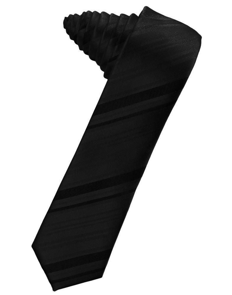 Striped Satin Skinny Necktie Self Tie LuxuryLifeWay Online Store