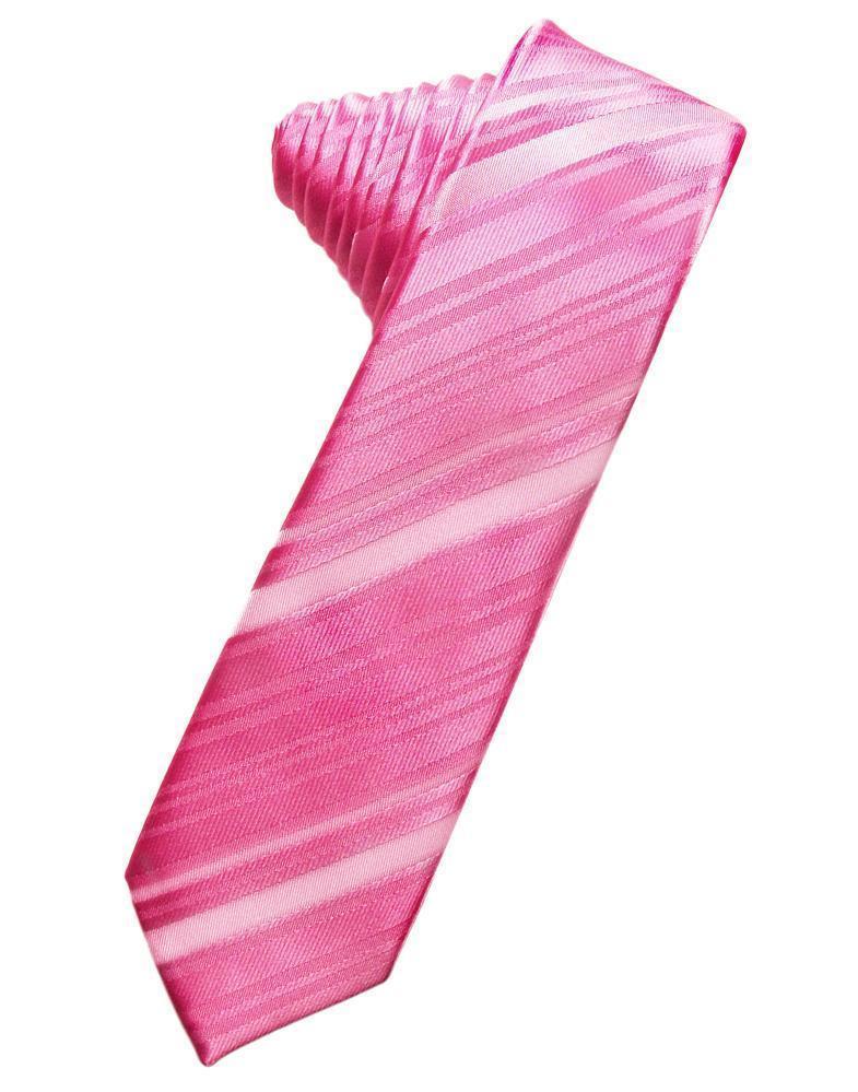 Striped Satin Skinny Necktie Self Tie LuxuryLifeWay Online Store