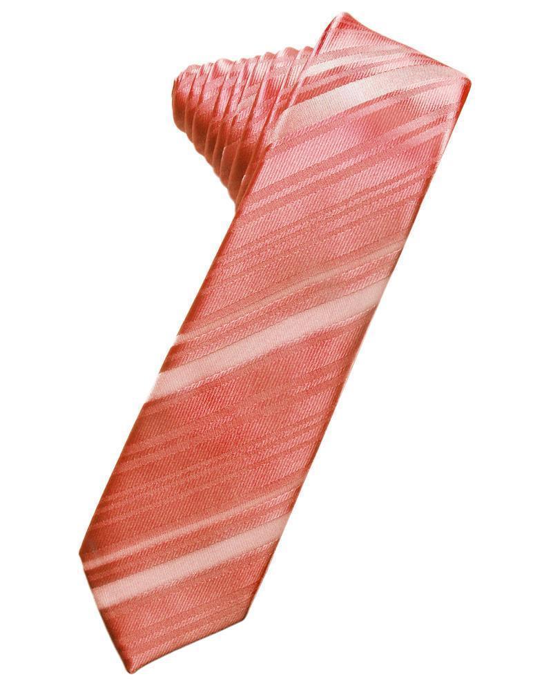 Striped Satin Skinny Necktie Self Tie LuxuryLifeWay Online Store