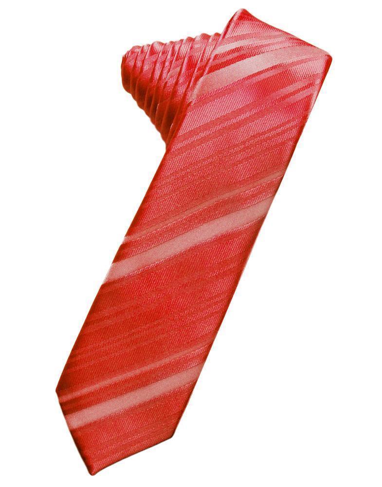 Striped Satin Skinny Necktie Self Tie LuxuryLifeWay Online Store