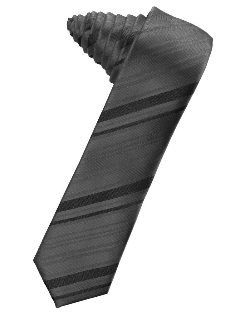 Striped Satin Skinny Necktie Self Tie LuxuryLifeWay Online Store