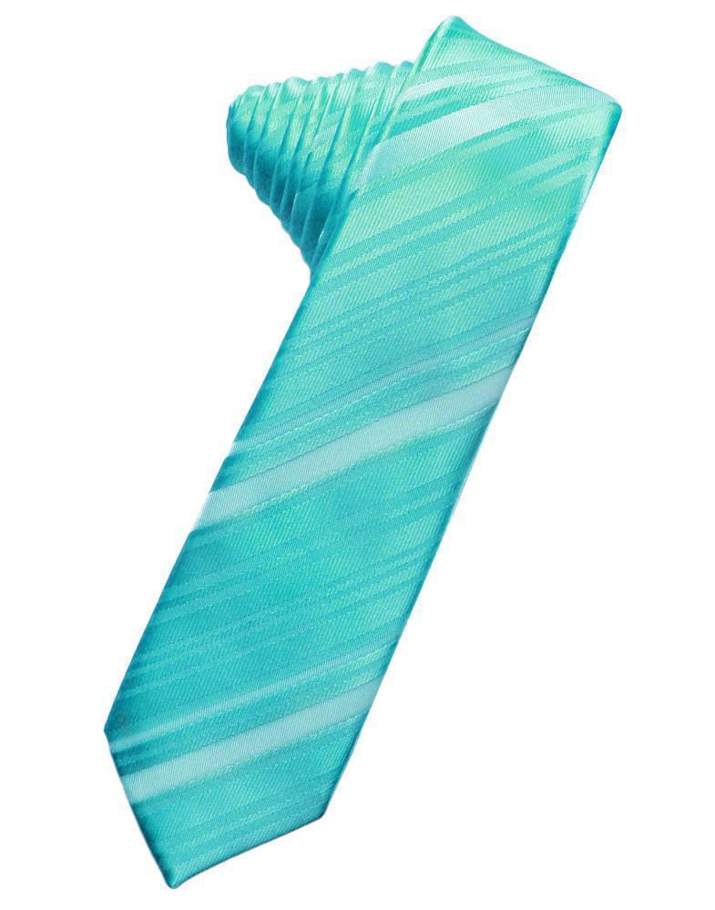 Striped Satin Skinny Necktie Self Tie LuxuryLifeWay Online Store