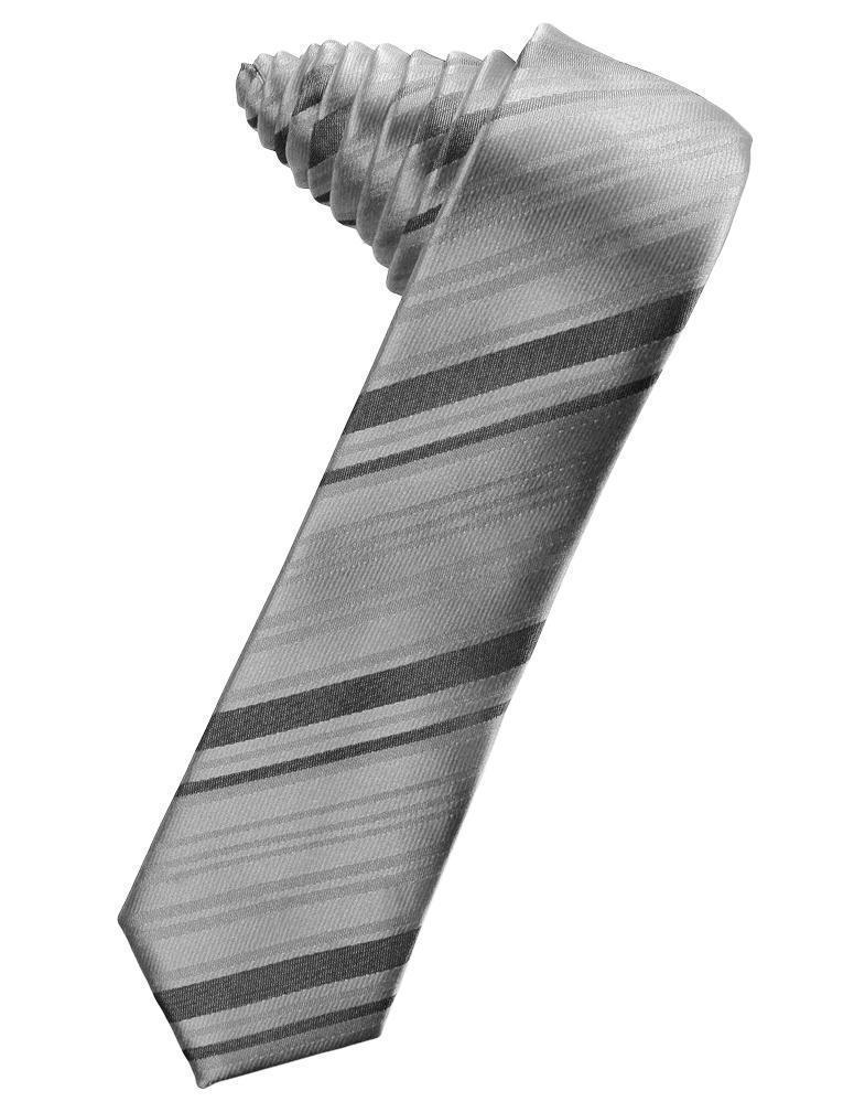 Striped Satin Skinny Necktie Self Tie LuxuryLifeWay Online Store