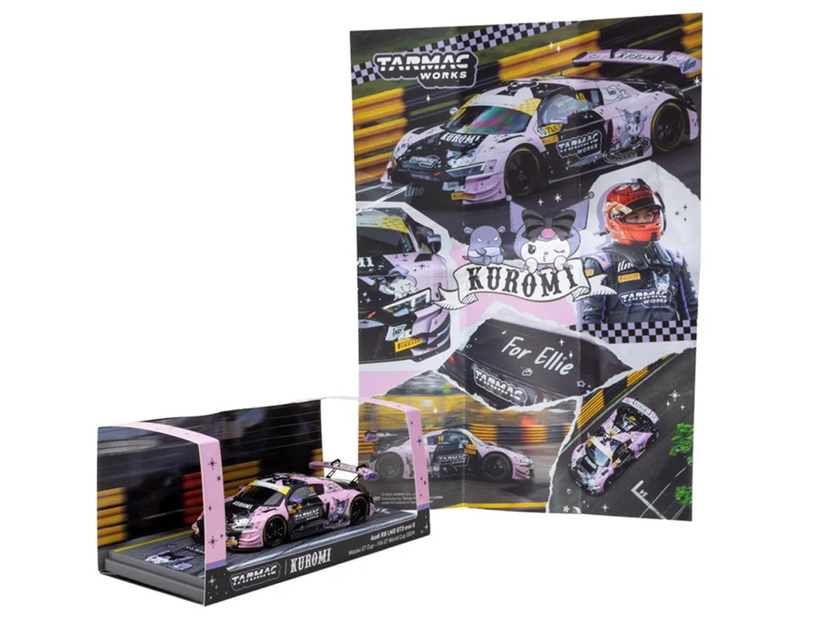 Audi R8 LMS GT3 evo II #10 Adderly Fong "Uno Racing Team - Kuromi" "Macau GT Cup - FIA GT World Cup" (2024) with A4 Poster "Hobby43" Series 1/43 Diecast Model Car by Tarmac Works LuxuryLifeWay Online Store