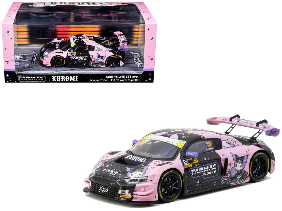 Audi R8 LMS GT3 evo II #10 Adderly Fong "Uno Racing Team - Kuromi" "Macau GT Cup - FIA GT World Cup" (2024) with A4 Poster "Hobby43" Series 1/43 Diecast Model Car by Tarmac Works LuxuryLifeWay Online Store