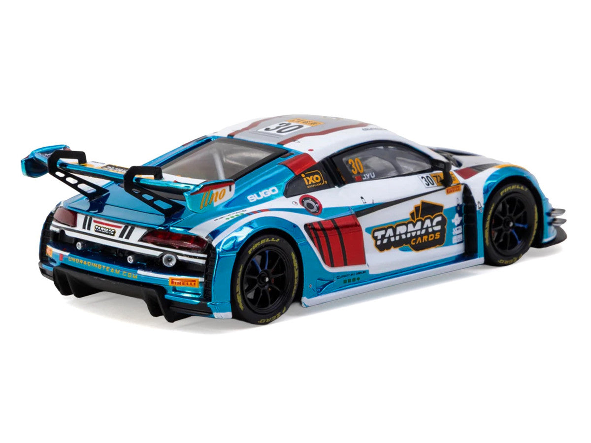 Audi R8 LMS GT3 evo II #30 James Yu "Uno Racing Team" "Macau GT Cup - FIA GT World Cup" (2024) with A4 Poster "Hobby43" Series 1/43 Diecast Model Car by Tarmac Works LuxuryLifeWay Online Store