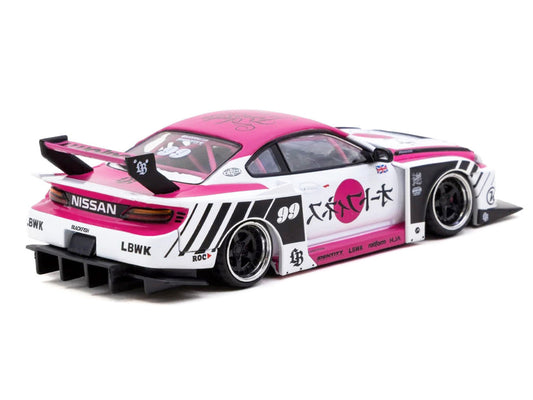 Nissan Silvia (S15) LB-Super Silhouette RHD (Right Hand Drive) #99 "Auto Finesse" White with Pink Top and Graphics "Hobby43" Series 1/43 Diecast Model Car by Tarmac Works LuxuryLifeWay Online Store