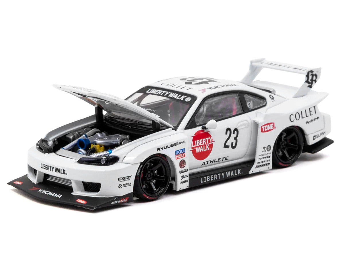 Nissan Silvia (S15) LB-Super Silhouette RHD (Right Hand Drive) #23 "Collet" White with Graphics "Hobby43" Series 1/43 Diecast Model Car by Tarmac Works LuxuryLifeWay Online Store