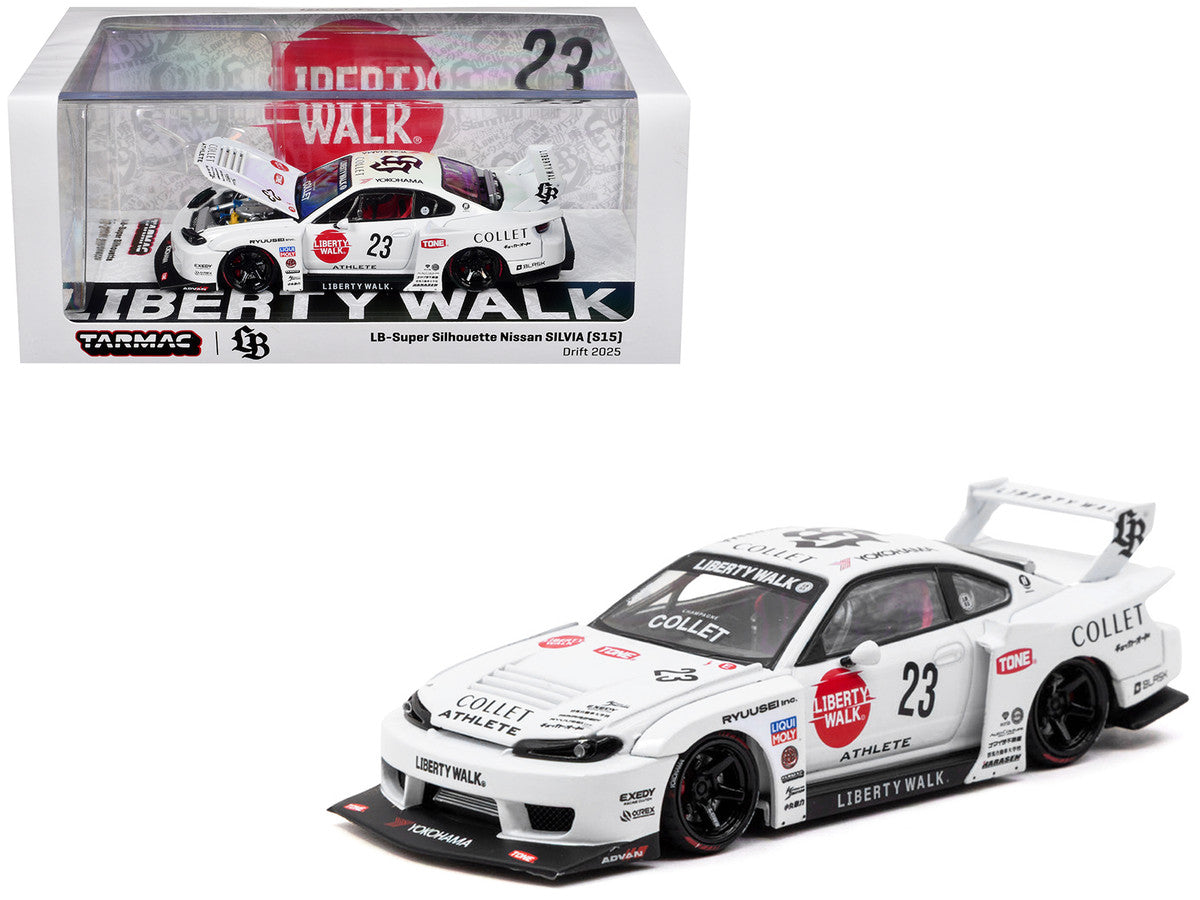 Nissan Silvia (S15) LB-Super Silhouette RHD (Right Hand Drive) #23 "Collet" White with Graphics "Hobby43" Series 1/43 Diecast Model Car by Tarmac Works LuxuryLifeWay Online Store