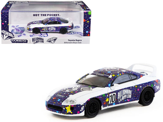 Toyota Supra RHD (Right Hand Drive) #10 "Billionaire Boys Club" Purple and White with Graphics "Hobby64" Series 1/64 Diecast Model Car by Tarmac Works LuxuryLifeWay Online Store