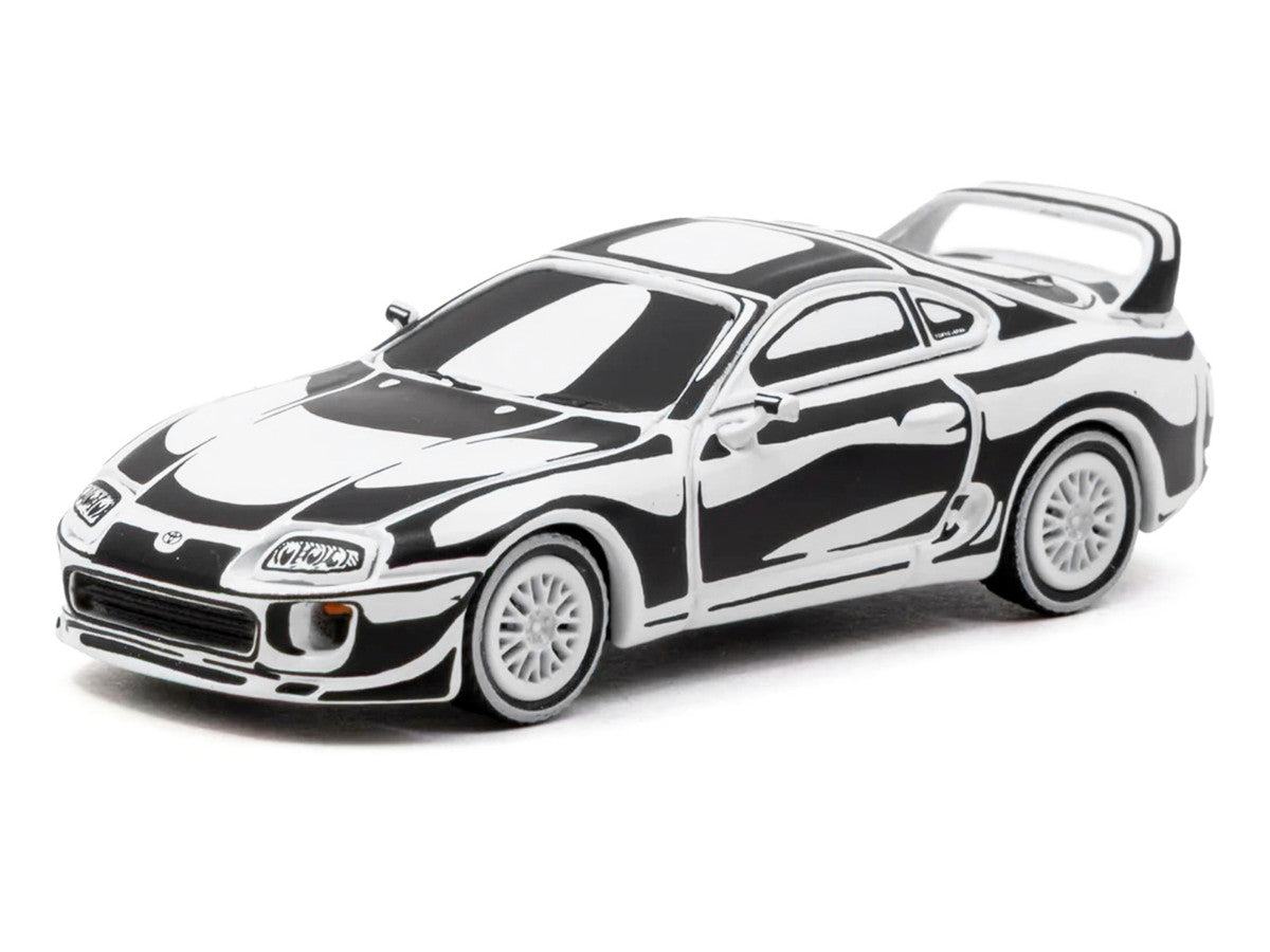 Toyota Supra "Designed by Joshua Vides" Black and White "Hobby64" Series 1/64 Diecast Model Car by Tarmac Works LuxuryLifeWay Online Store