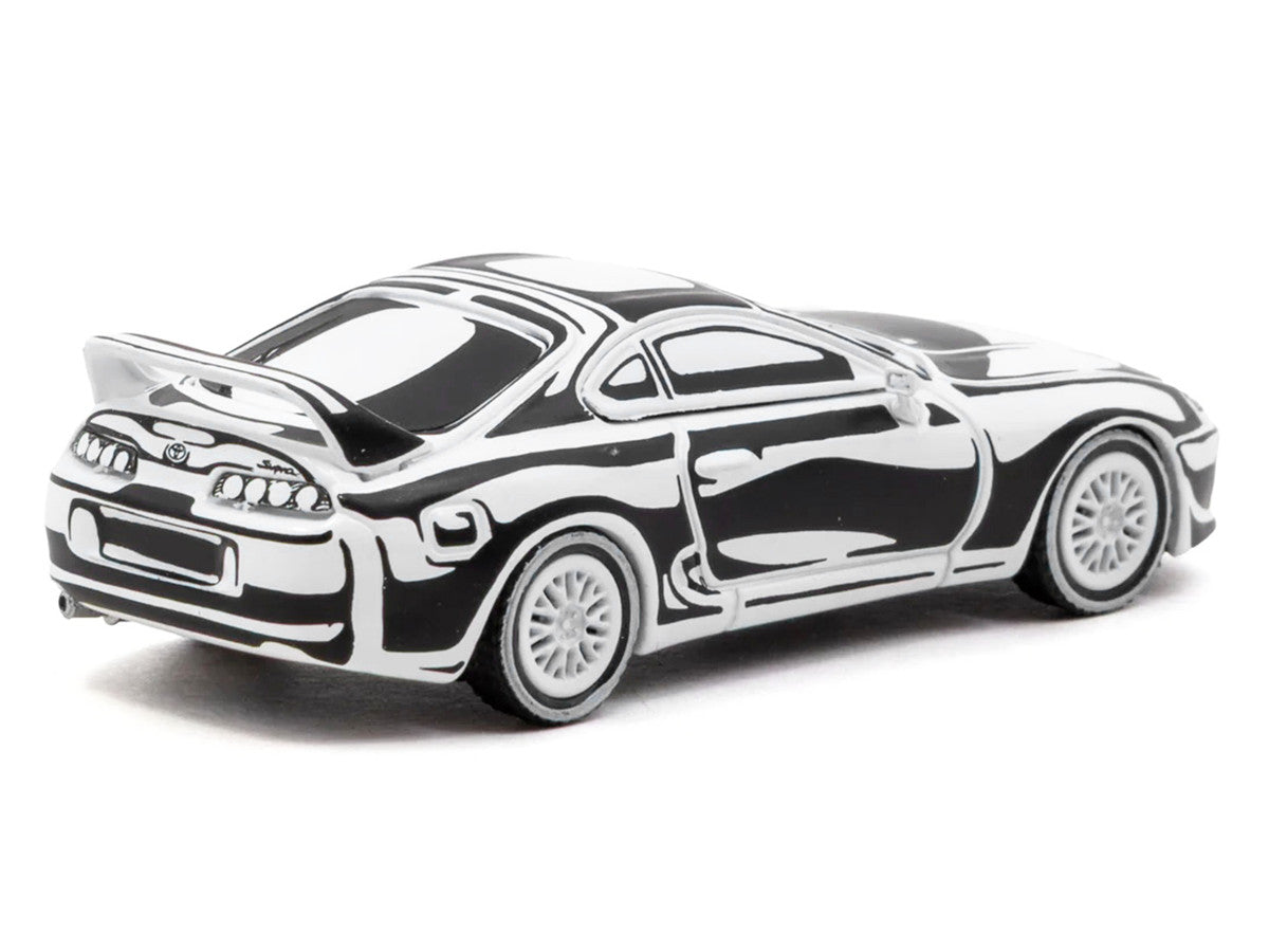 Toyota Supra "Designed by Joshua Vides" Black and White "Hobby64" Series 1/64 Diecast Model Car by Tarmac Works LuxuryLifeWay Online Store