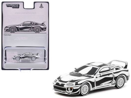 Toyota Supra "Designed by Joshua Vides" Black and White "Hobby64" Series 1/64 Diecast Model Car by Tarmac Works LuxuryLifeWay Online Store