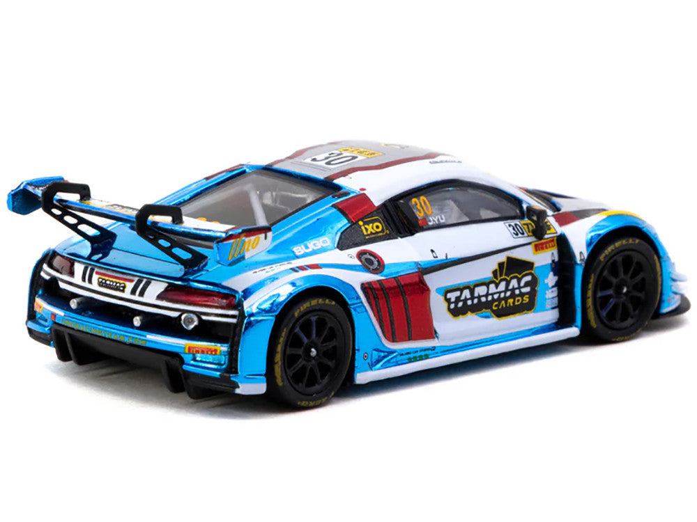Audi R8 LMS GT3 evo II #30 James Yu "Uno Racing Team" "Macau GT Cup - FIA GT World Cup" (2024) with Plastic Transporter Packaging and Collectible Tarmac Cards "Hobby64" Series 1/64 Diecast Model Car by Tarmac Works LuxuryLifeWay Online Store