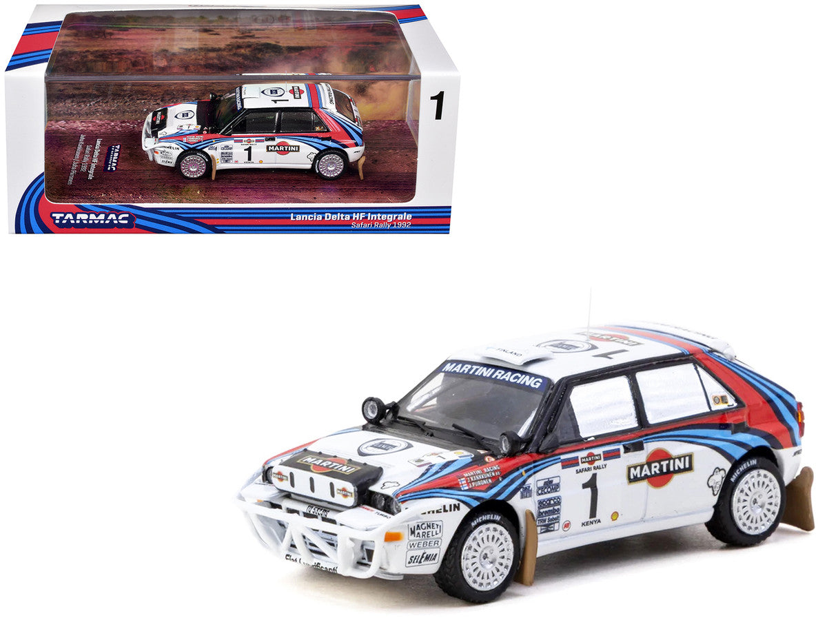 Lancia Delta HF Integrale #1 Juha Kankkunen - Juha Piironen "Martini Racing" 2nd Place "Safari Rally" (1992) "Hobby64" Series 1/64 Diecast Model Car by Tarmac Works LuxuryLifeWay Online Store
