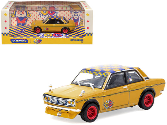 Datsun 510 "OG Beer" Yellow with Checkered Top "Hobby64" Series 1/64 Diecast Model Car by Tarmac Works LuxuryLifeWay Online Store
