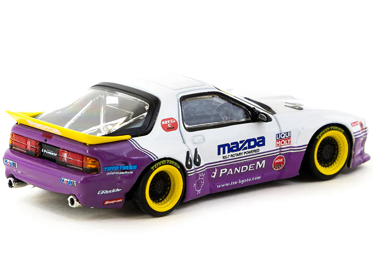 Mazda RX-7 FC3S Pandem RHD (Right Hand Drive) #66 White and Purple with Graphics "Hobby64" Series 1/64 Diecast Model Car by Tarmac Works LuxuryLifeWay Online Store
