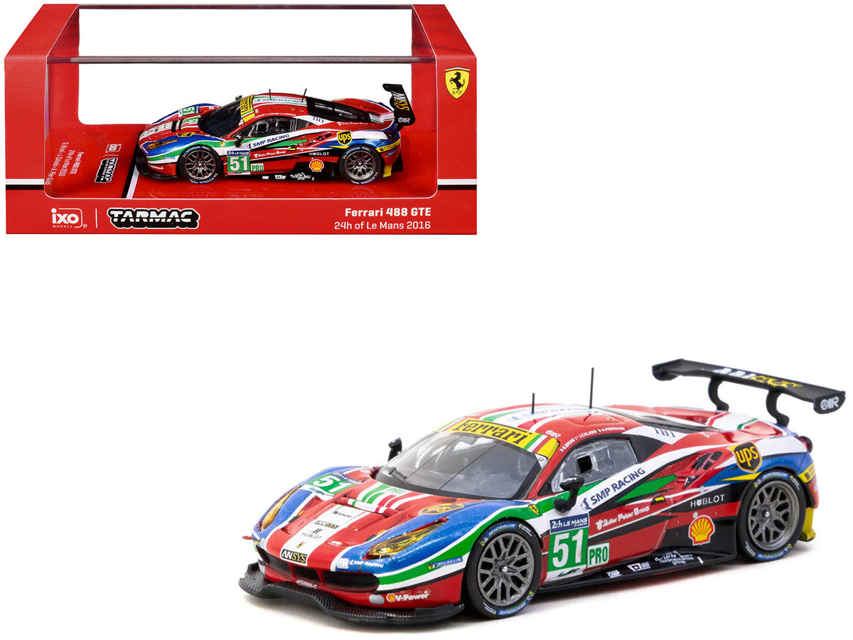 Ferrari 488 GTE #51 Gianmaria Bruni - Alessandro Pier Guidi - James Calado "AF Corse" "24 Hours of Le Mans" (2016) "Hobby64" Series 1/64 Diecast Model Car by Tarmac Works LuxuryLifeWay Online Store