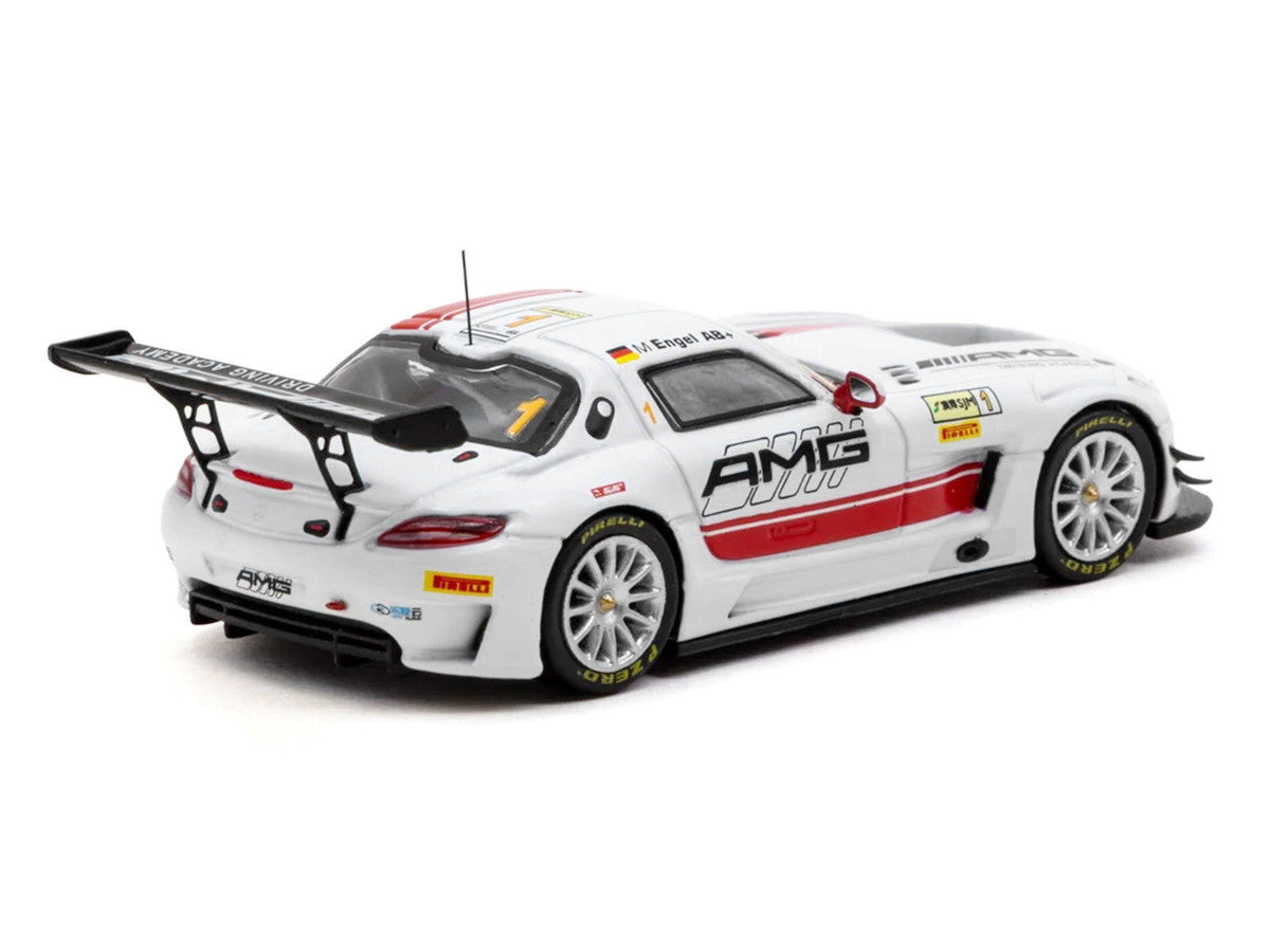Mercedes-Benz SLS AMG GT3 #1 Maro Engel Winner "Macau GT Cup - FIA GT World Cup" (2015) with Tarmac Cards "Hobby64" Series 1/64 Diecast Model Car by Tarmac Works LuxuryLifeWay Online Store