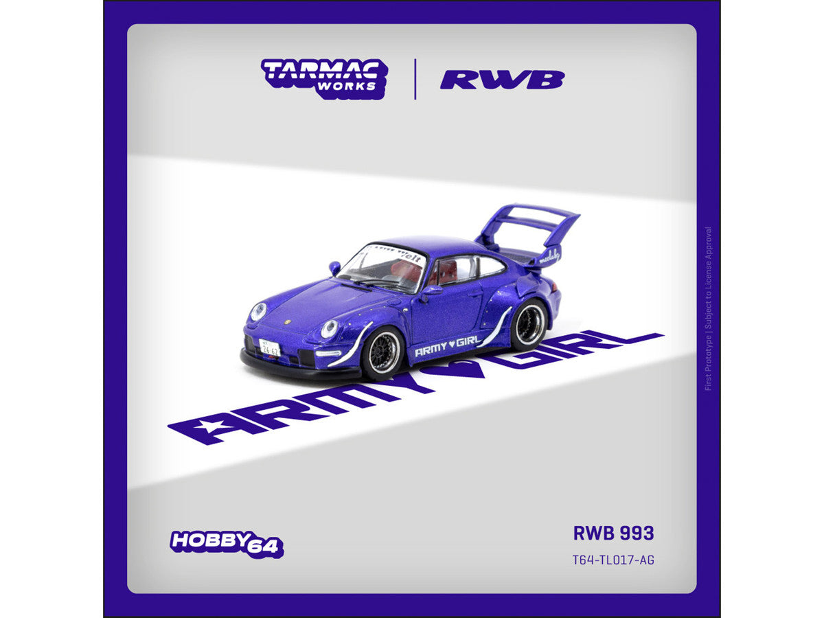 RWB 993 "Army Girl" Purple Metallic "Hobby64" Series 1/64 Diecast Model Car by Tarmac Works LuxuryLifeWay Online Store