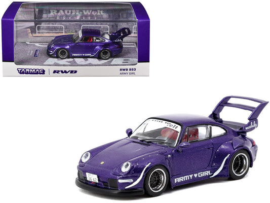 RWB 993 "Army Girl" Purple Metallic "Hobby64" Series 1/64 Diecast Model Car by Tarmac Works LuxuryLifeWay Online Store