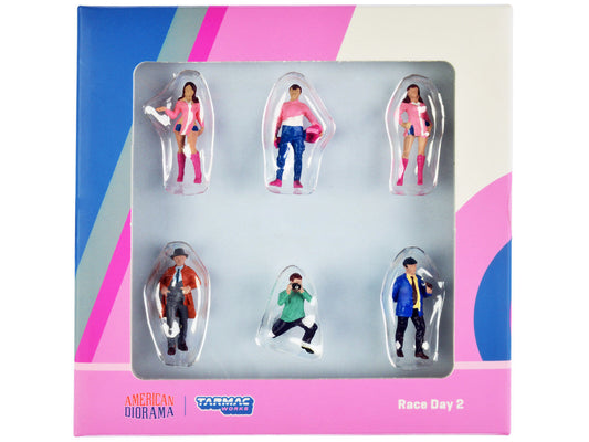 "Race Day 2" 6 piece Diecast Figure Set for 1/64 Scale Models by Tarmac Works & American Diorama LuxuryLifeWay Online Store