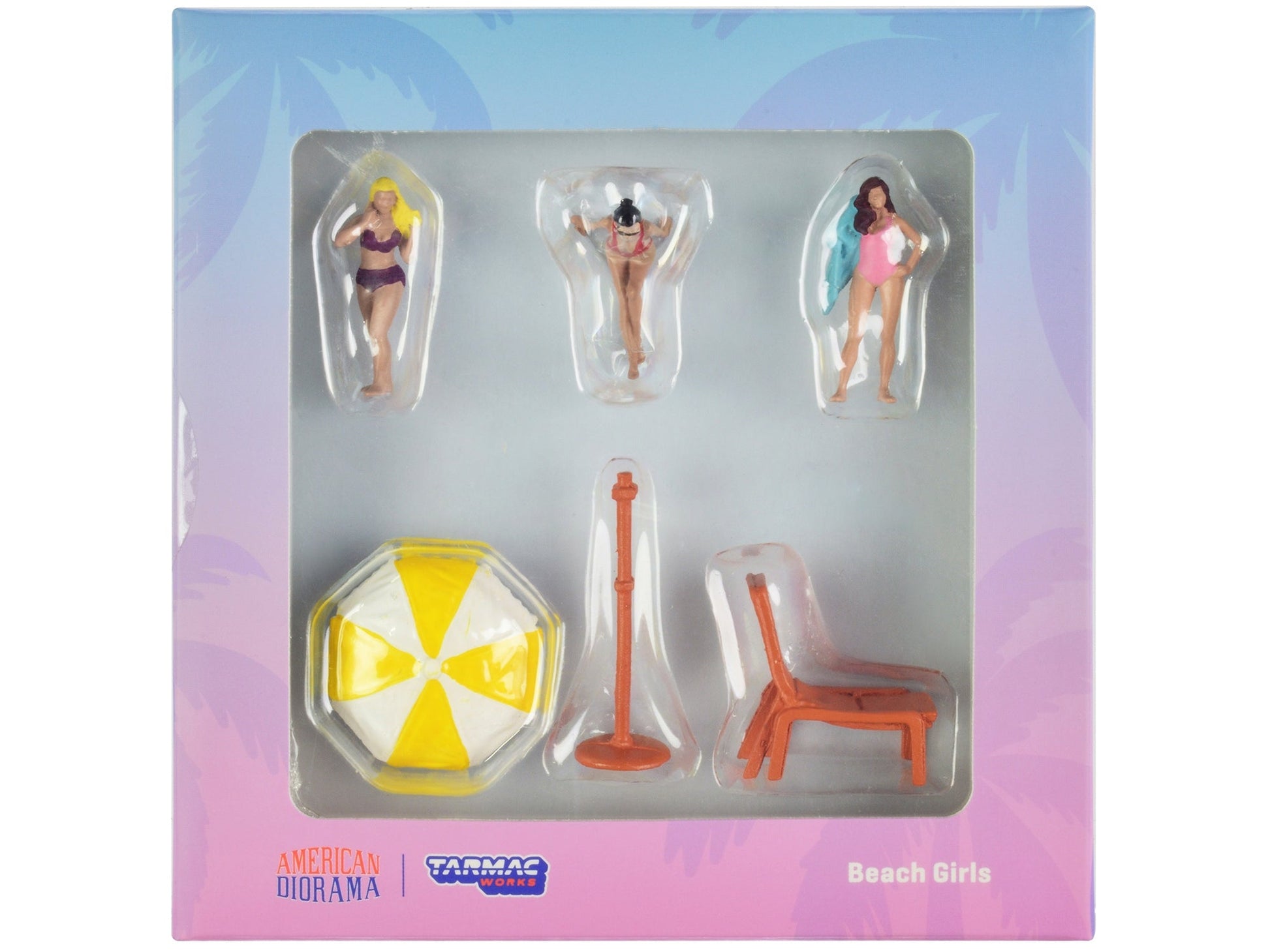 "Beach Girls" 5 piece Diecast Figure Set (3 Female Figures and 2 Beach Accessories) for 1/64 Scale Models by Tarmac Works & American Diorama LuxuryLifeWay Online Store