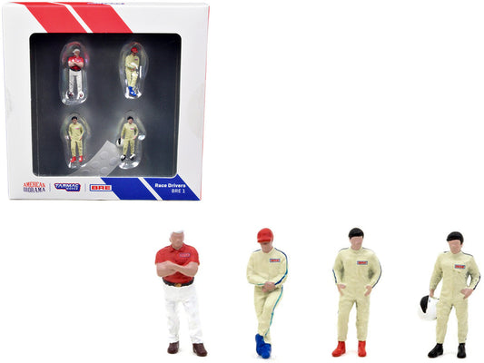 "Race Drivers" 4 Piece Diecast Figure Set "BRE" for 1/64 Scale Models by Tarmac Works & American Diorama LuxuryLifeWay Online Store
