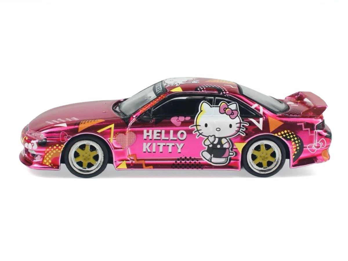 Nissan Vertex Silvia (S14) RHD (Right Hand Drive) "Hello Kitty" Pink Metallic with Graphics "Global64" Series 1/64 Diecast Model Car by Tarmac Works LuxuryLifeWay Online Store