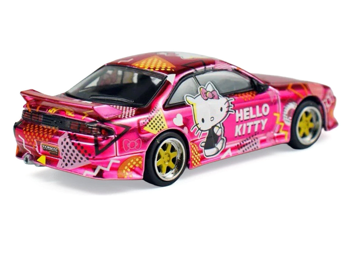 Nissan Vertex Silvia (S14) RHD (Right Hand Drive) "Hello Kitty" Pink Metallic with Graphics "Global64" Series 1/64 Diecast Model Car by Tarmac Works LuxuryLifeWay Online Store