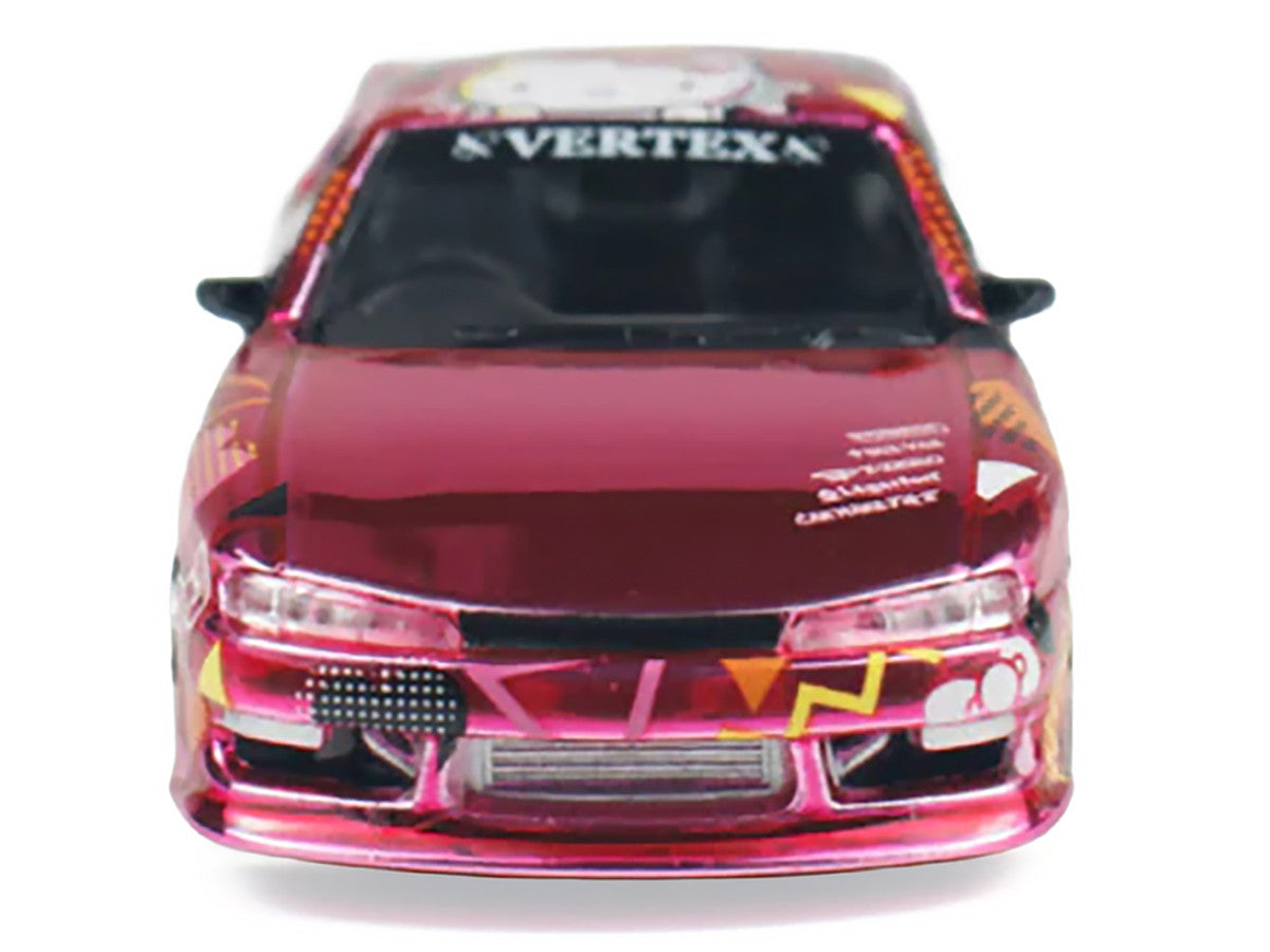 Nissan Vertex Silvia (S14) RHD (Right Hand Drive) "Hello Kitty" Pink Metallic with Graphics "Global64" Series 1/64 Diecast Model Car by Tarmac Works LuxuryLifeWay Online Store