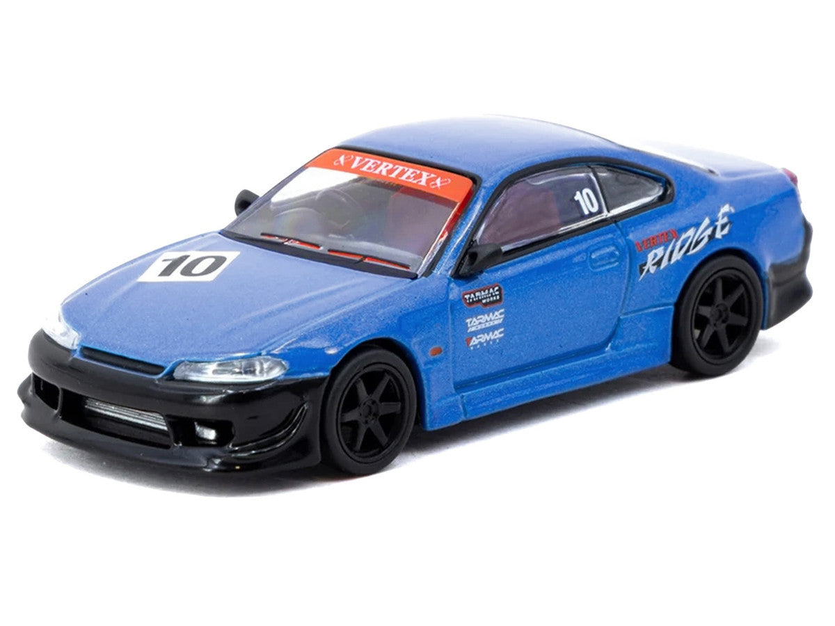 Nissan Vertex Silvia (S15) RHD (Right Hand Drive) #10 "Tarmac Works 10th Anniversary" Blue Metallic "Global64" 1/64 Diecast Model Car by Tarmac Works LuxuryLifeWay Online Store