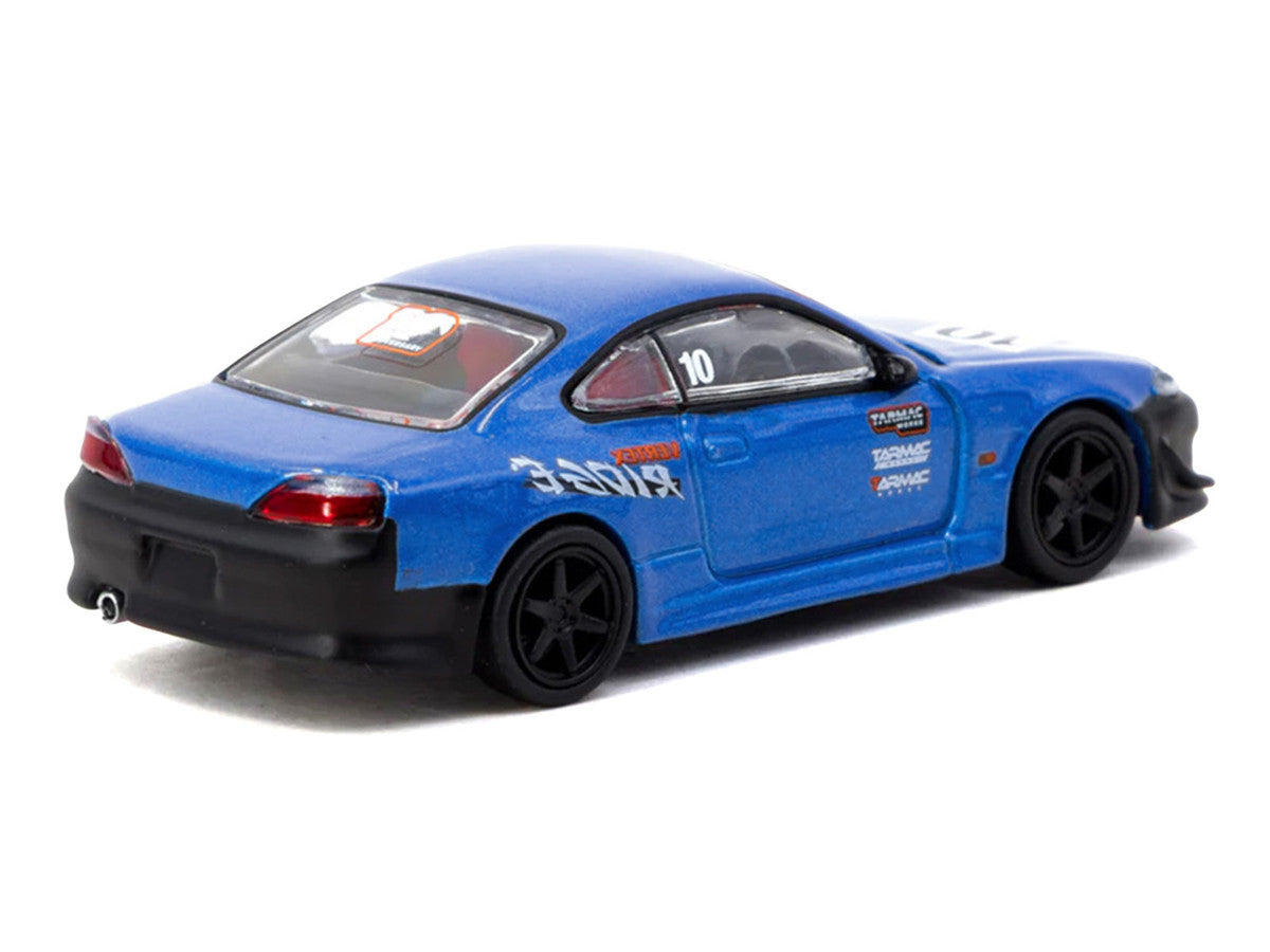 Nissan Vertex Silvia (S15) RHD (Right Hand Drive) #10 "Tarmac Works 10th Anniversary" Blue Metallic "Global64" 1/64 Diecast Model Car by Tarmac Works LuxuryLifeWay Online Store