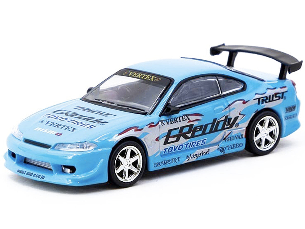 Nissan Silvia (S15) Vertex RHD (Right Hand Drive) "GReddy" Light Blue "Global64" Series 1/64 Diecast Model by Tarmac Works LuxuryLifeWay Online Store