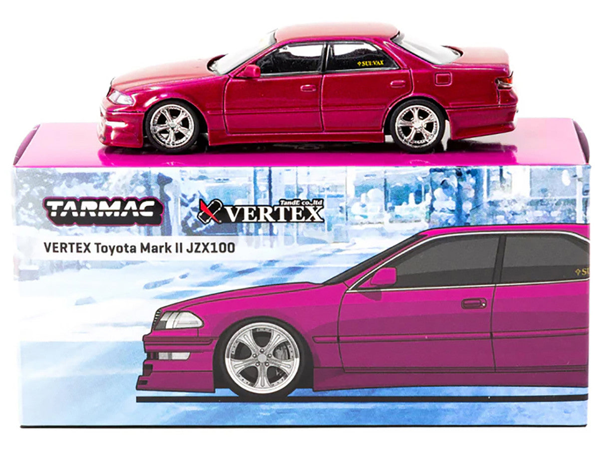 Toyota Vertex Mark II JZX100 RHD (Right Hand Drive) Hot Pink Metallic "Global64" Series 1/64 Diecast Model by Tarmac Works LuxuryLifeWay Online Store