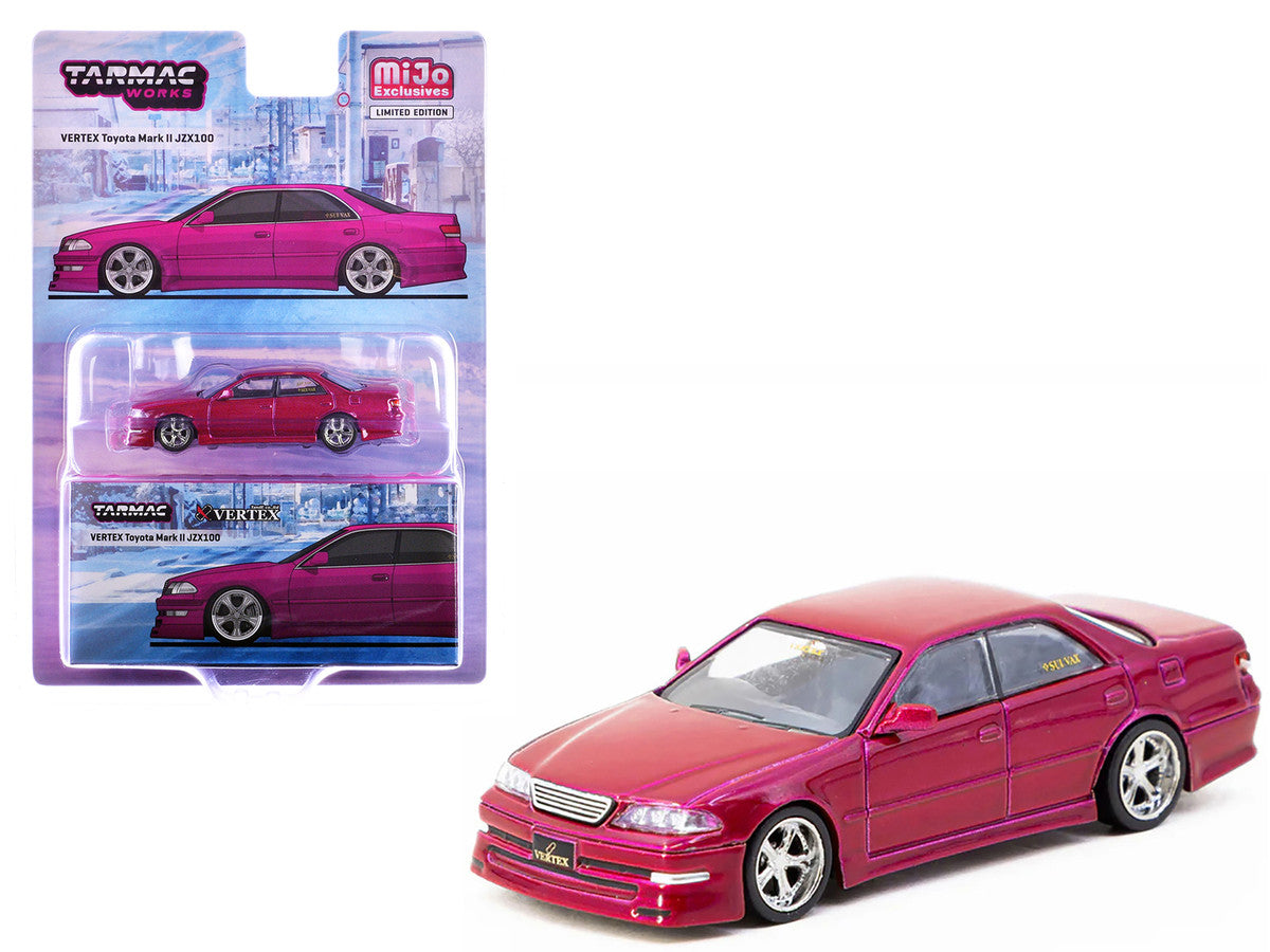 Toyota Vertex Mark II JZX100 RHD (Right Hand Drive) Hot Pink Metallic "Global64" Series 1/64 Diecast Model by Tarmac Works LuxuryLifeWay Online Store