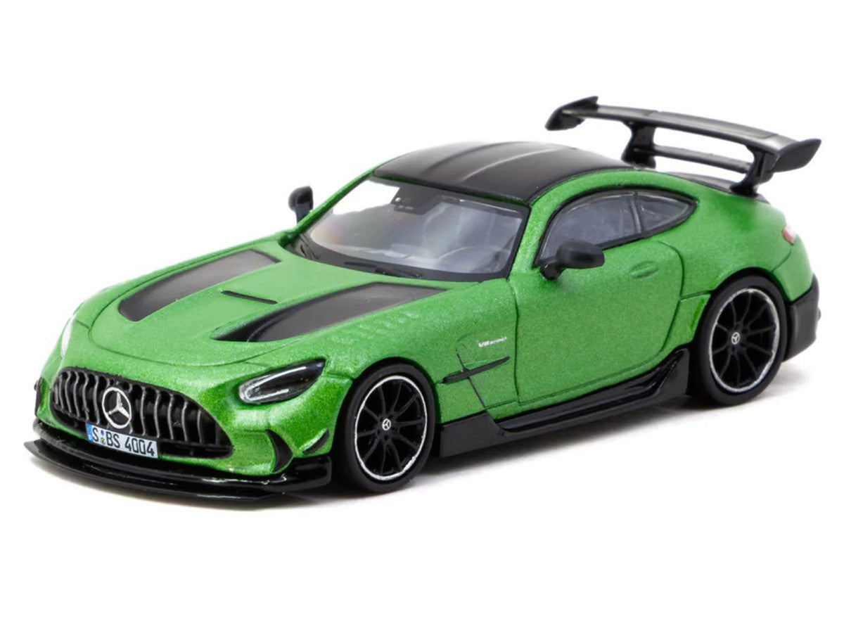 Mercedes-Benz AMG GT Black Series Green Metallic with Black Top and Hood Stripes "Global64" Series 1/64 Diecast Model by Tarmac Works LuxuryLifeWay Online Store