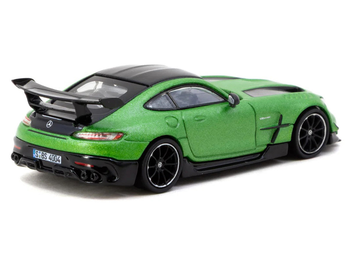 Mercedes-Benz AMG GT Black Series Green Metallic with Black Top and Hood Stripes "Global64" Series 1/64 Diecast Model by Tarmac Works LuxuryLifeWay Online Store
