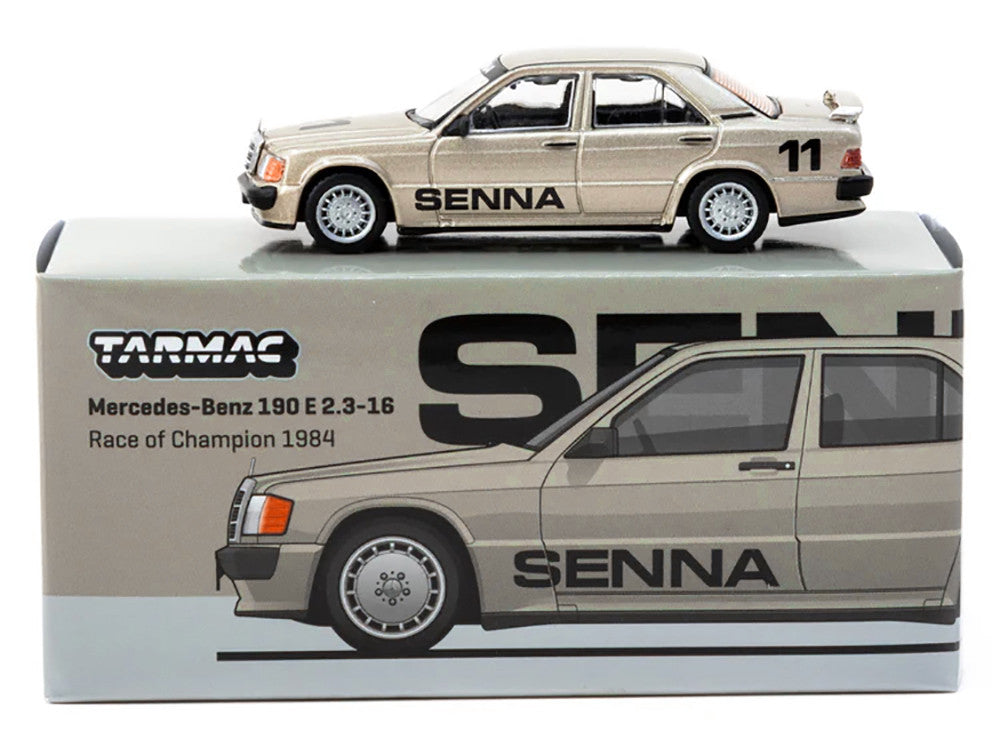 Mercedes-Benz 190 E 2.3-16 #11 Ayrton Senna Winner "Race of Champions" (1984) "Global64" Series 1/64 Diecast Model by Tarmac Works LuxuryLifeWay Online Store