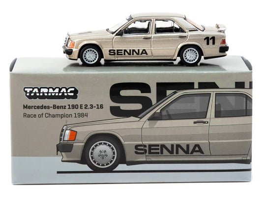 Mercedes-Benz 190 E 2.3-16 #11 Ayrton Senna Winner "Race of Champions" (1984) "Global64" Series 1/64 Diecast Model by Tarmac Works LuxuryLifeWay Online Store