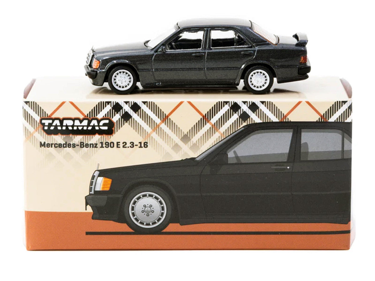 Mercedes-Benz 190 E 2.3-16 Blue-Black Metallic "Global64" Series 1/64 Diecast Model Car by Tarmac Works LuxuryLifeWay Online Store