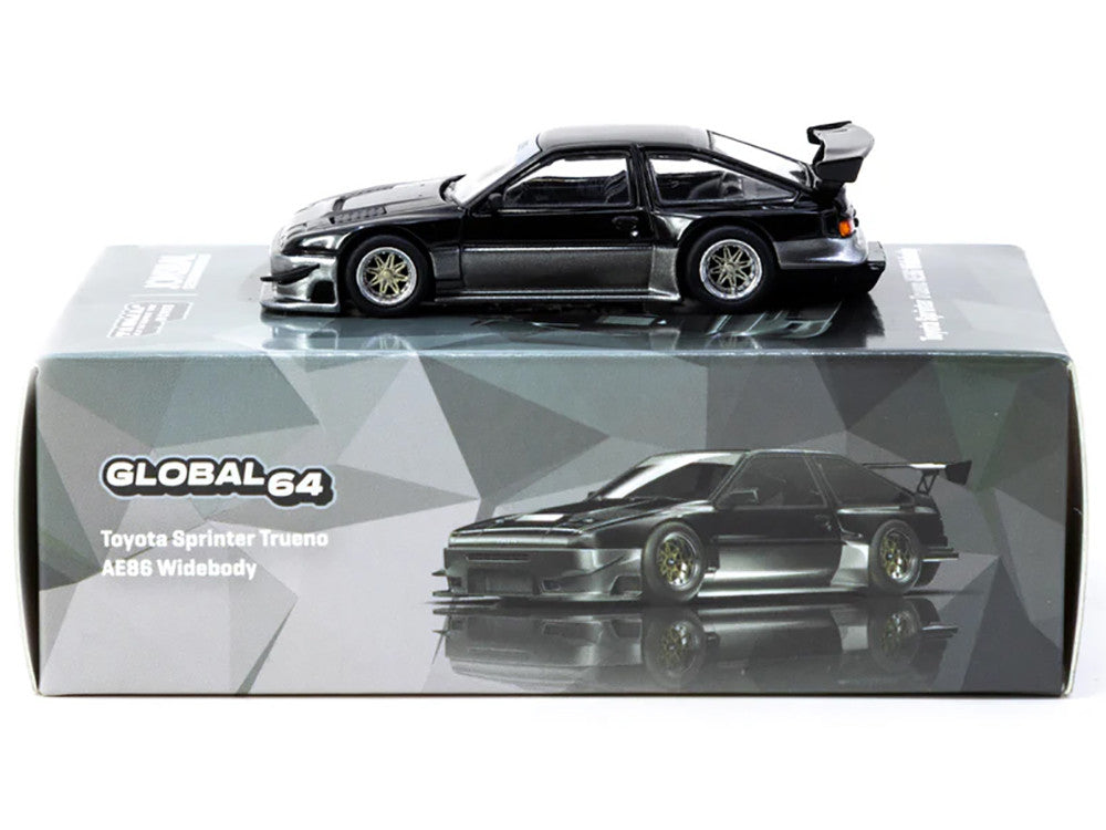 Toyota Sprinter Trueno AE86 Widebody RHD (Right Hand Drive) "Jonsibal Designworks" Black and Gray Metallic "Global64" Series 1/64 Diecast Model by Tarmac Works LuxuryLifeWay Online Store