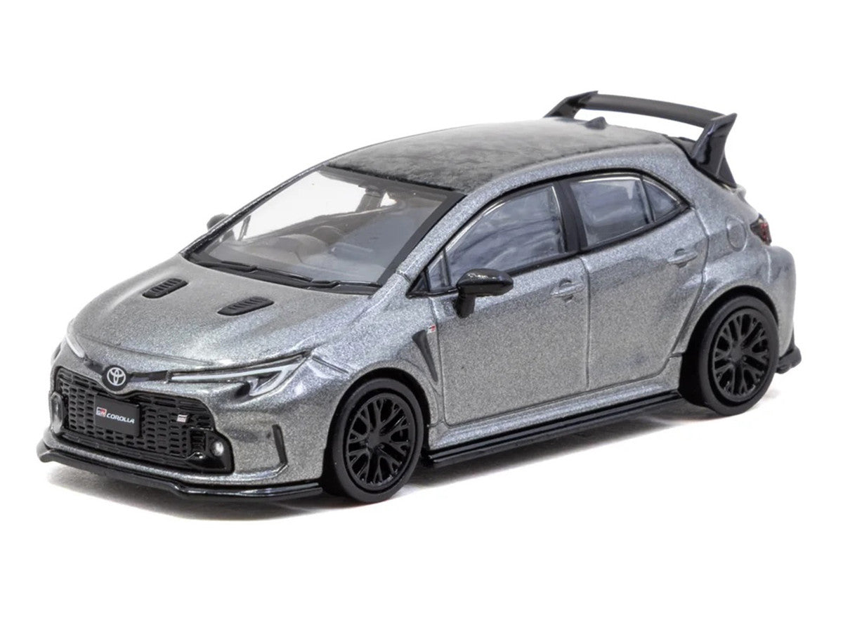 Toyota GR Corolla RHD (Right Hand Drive) Gray Metallic with Metal Oil Can Packaging "Global64" Series 1/64 Diecast Model Car by Tarmac Works LuxuryLifeWay Online Store