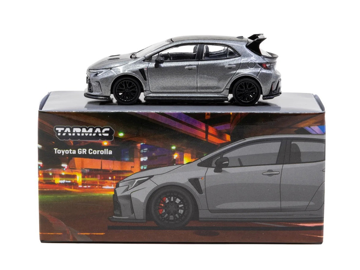Toyota GR Corolla RHD (Right Hand Drive) Gray Metallic with Metal Oil Can Packaging "Global64" Series 1/64 Diecast Model Car by Tarmac Works LuxuryLifeWay Online Store