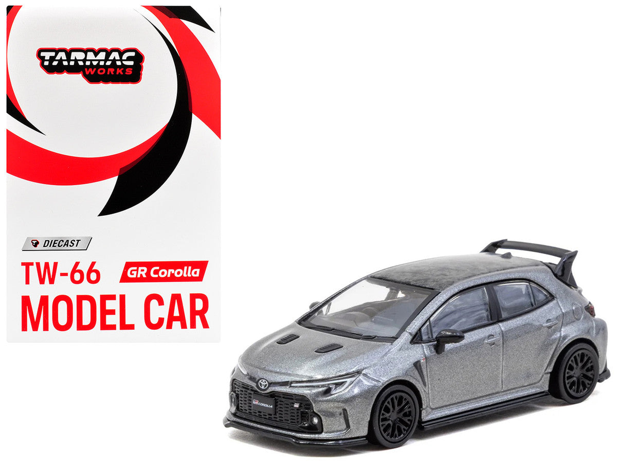 Toyota GR Corolla RHD (Right Hand Drive) Gray Metallic with Metal Oil Can Packaging "Global64" Series 1/64 Diecast Model Car by Tarmac Works LuxuryLifeWay Online Store
